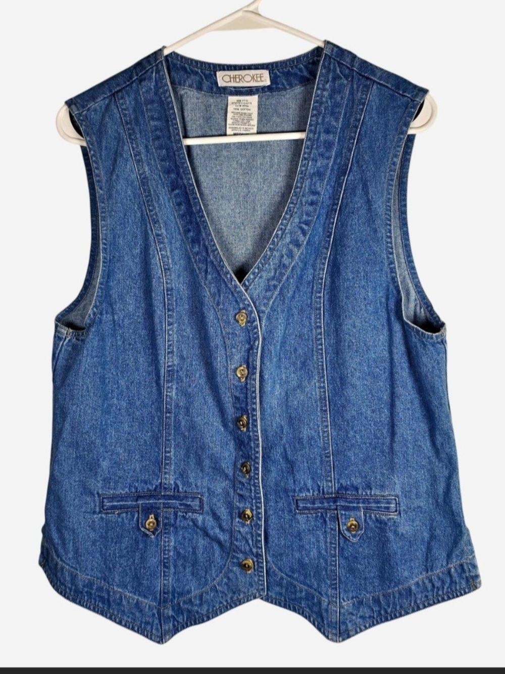 Vintage 90s Denim Button Front Vest in Blue By CHEROKEE Womens Size Medium